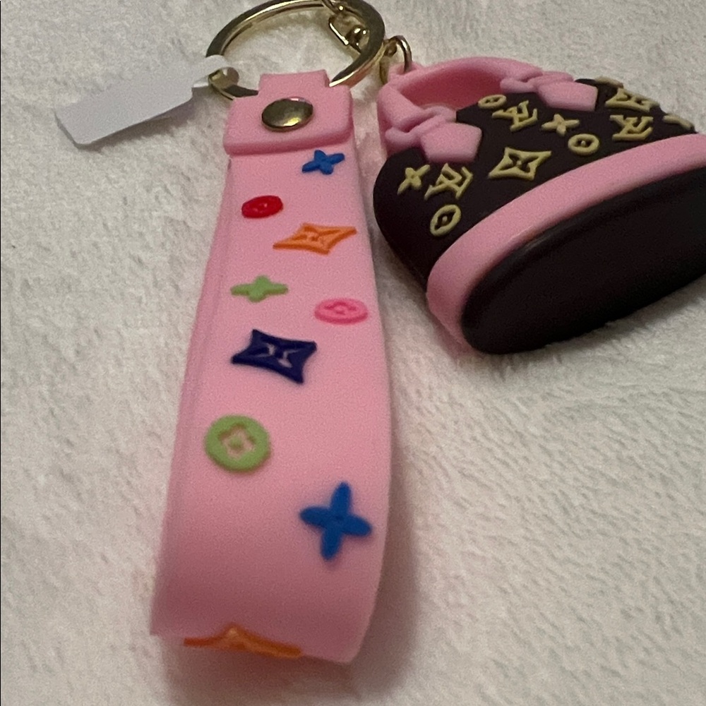 Pink and Brown Mini Fashion L V Bag Keychain (D) - Picture 3 of 3